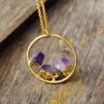 Collar del alivio al estrés geopático con piedras naturales de amatista