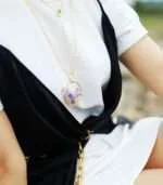 Collar del alivio al estrés geopático con piedras naturales de amatista