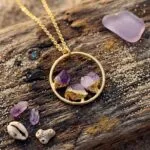 Collar Aro con Amatista en Bruto (Dorado o Plateado)