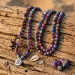 Collar Japa Mala 108 cuentas con jaspe imperial, amatista y medallón OM