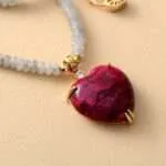 Collar del perdón con uno mismo con corazón de piedra natural de jade o jaspe