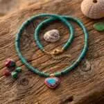 Collar del perdón con uno mismo con corazón de piedra de jade o jaspe