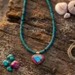 Collar del perdón con uno mismo con corazón de piedra de jade o jaspe