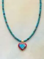 Collar del perdón con uno mismo con corazón de piedra natural de jade o jaspe