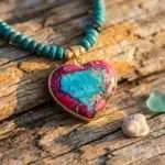 Collar del perdón con uno mismo con corazón de piedra de jade o jaspe