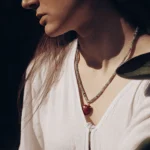 Collar del perdón con uno mismo con corazón de piedra de jade o jaspe