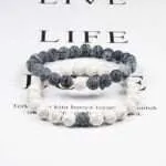 Conjunto de 2 pulseras con piedras naturales para hombre, mujer y parejas