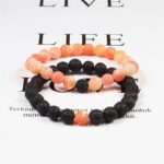 Conjunto de 2 pulseras con piedras naturales para hombre, mujer y parejas