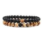Conjunto de 2 pulseras con piedras naturales para hombre, mujer y parejas