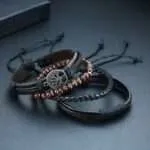Conjunto de 4 pulseras bohemias para hombre de cuero