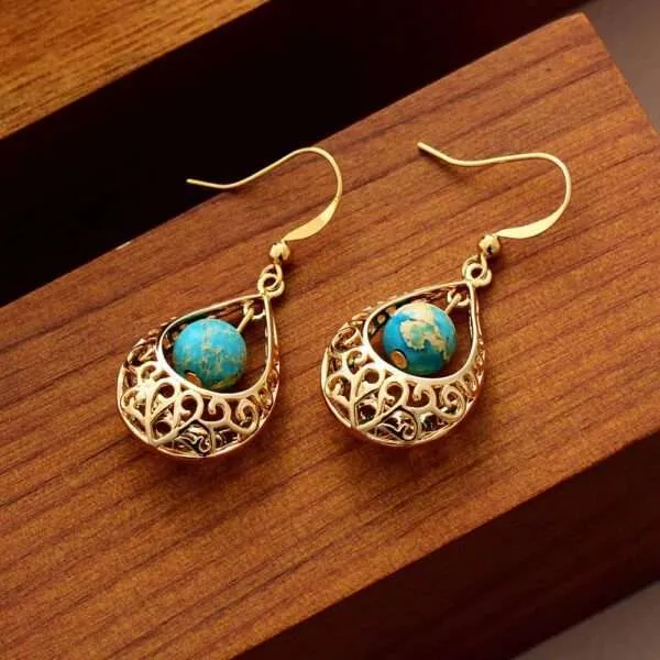 Pendientes art déco de la estabilidad del plexo solar con piedras de jaspe