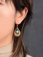 Pendientes art déco de la estabilidad del plexo solar con piedras de jaspe