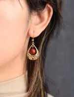 Pendientes art déco de la estabilidad del plexo solar con piedras de jaspe