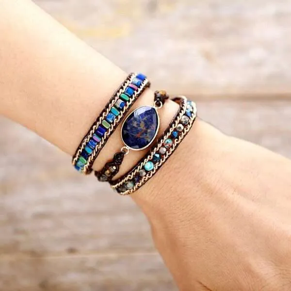 Pulsera bohemia de la regulación del metabolismo con piedra de sodalita