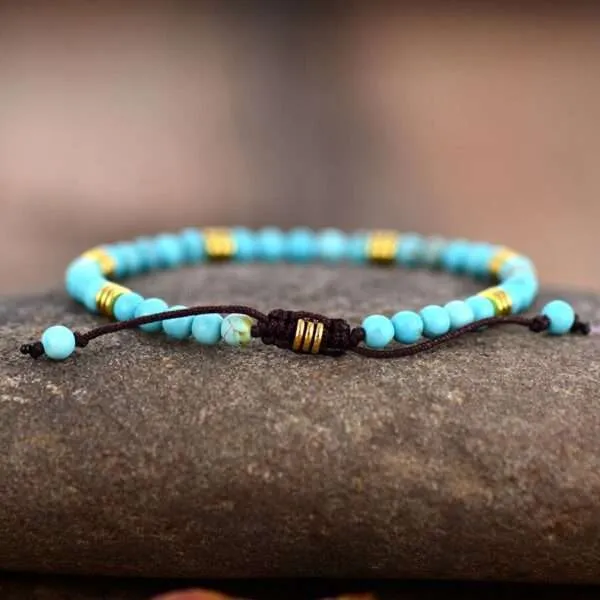 Pulsera boho chic de la protección al fracaso con piedras de turquesa