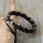 Pulsera boho para hombre con piedras de ojo de tigre, ágata y jaspe