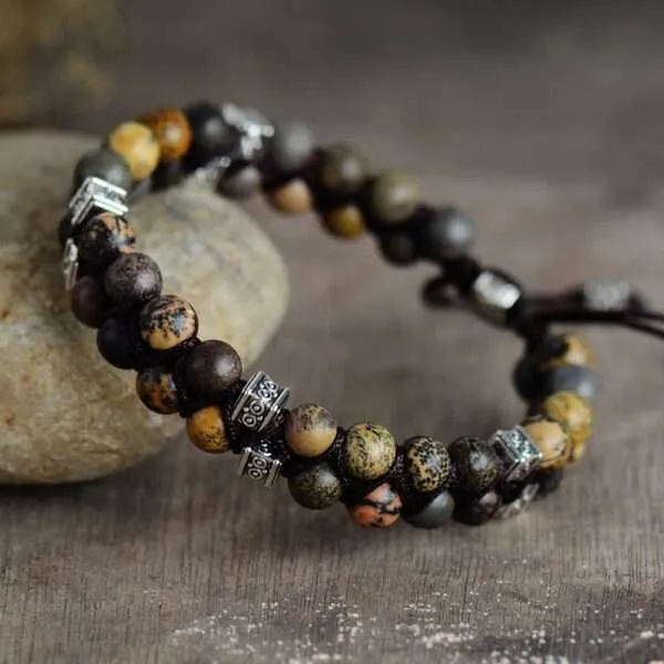 Pulsera del doble ser de luz con piedras naturales de jaspe
