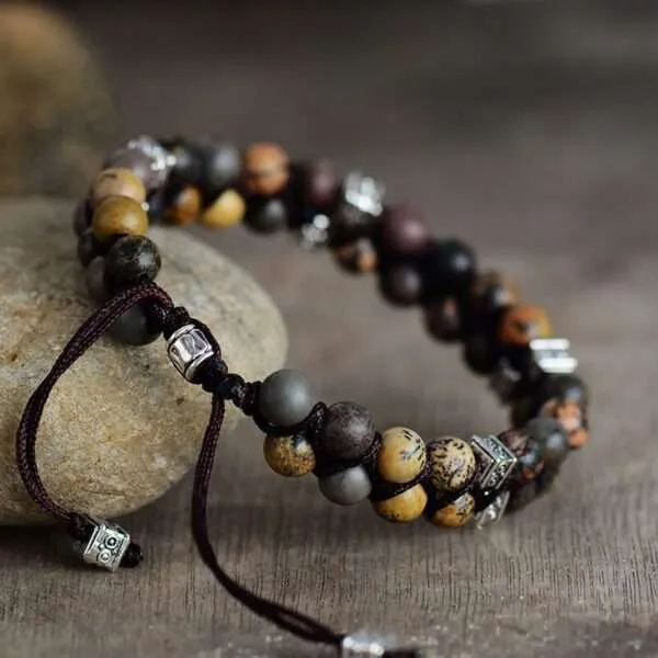Pulsera del doble ser de luz con piedras naturales de jaspe
