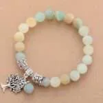 Pulsera medallón del árbol de la vida con howlita, cuarzo rosa o amazonita