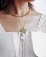 Collar boho de la flor que no se marchita con piedras de amazonita o amatista