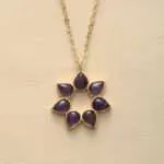 Collar boho de la flor que no se marchita con piedras de amazonita o amatista