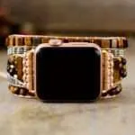 Correa Apple Watch boho elegante con piedras de ojo de tigre (5 vueltas)