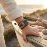 Correa Apple Watch boho elegante con piedras de ojo de tigre (5 vueltas)