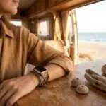 Correa Apple Watch boho elegante con piedras de ojo de tigre (5 vueltas)