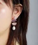 Pendientes gypsy con perlas de agua dulce y piedras naturales