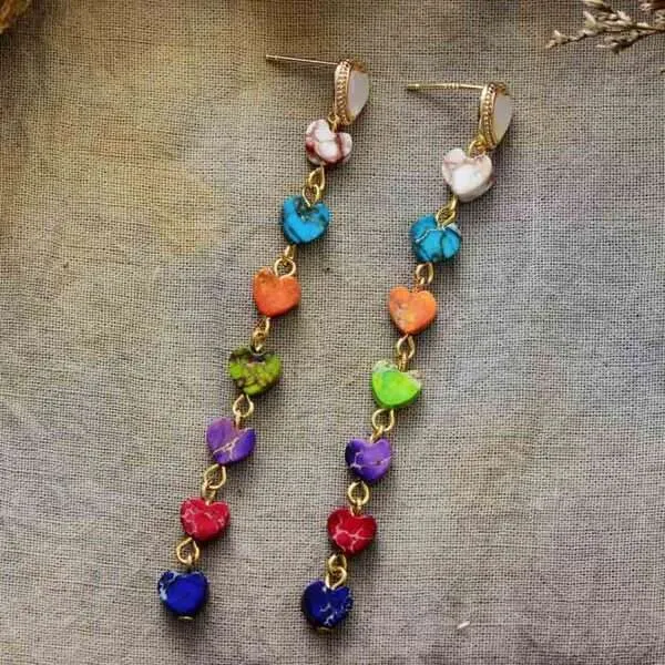 Pendientes boho de los siete planos para ser feliz con piedras de jaspe