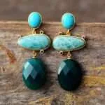 Pendientes originales gypsy con tres piedras semipreciosas