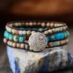 Pulsera japonesa del Ikigai con piedras naturales de jaspe