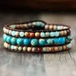 Pulsera japonesa del Ikigai con piedras naturales de jaspe