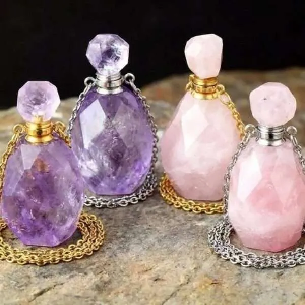 Difusor de cuarzo rosa o amatista para aceites esenciales o perfume