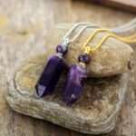 Difusor de piedra amatista natural para aceites esenciales o perfume