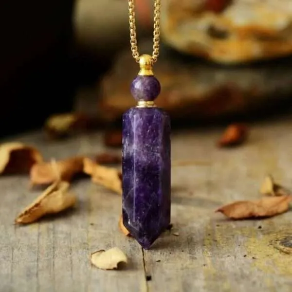 Difusor de piedra amatista natural para aceites esenciales o perfume