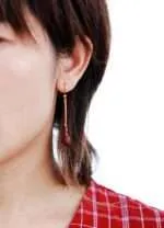Pendientes largos boho del buen camino con piedras de jaspe rojo