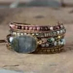 Pulsera de la certera contemplación con labradorita, ónix y rodonita