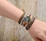 Pulsera de la certera contemplación con labradorita, ónix y rodonita