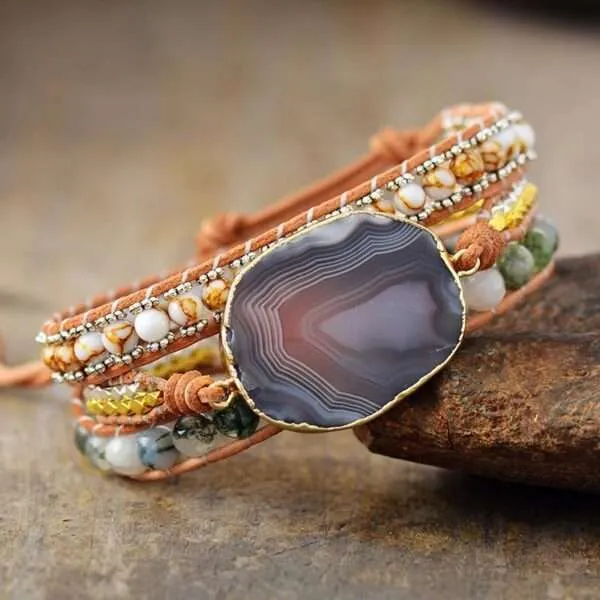 Pulsera del sexto chakra idóneo para libra con ágata de Botswana