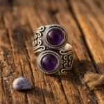 Anillo vintage ajustable del poder de la naturaleza con piedras naturales