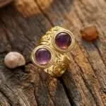 Anillo vintage ajustable del poder de la naturaleza con piedras naturales