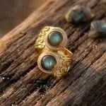 Anillo vintage ajustable del poder de la naturaleza con piedras naturales