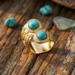 Anillo vintage ajustable del poder de la naturaleza con piedras naturales