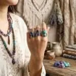 Anillo vintage ajustable del poder de la naturaleza con piedras naturales
