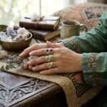 Anillo vintage ajustable del poder de la naturaleza con piedras naturales