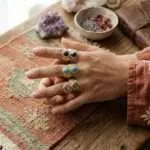 Anillo vintage ajustable del poder de la naturaleza con piedras naturales