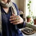 Anillo vintage ajustable del poder de la naturaleza con piedras naturales