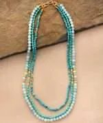 Collar de estilo boho de 3 vueltas con piedras de jaspe y amazonita