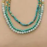 Collar de estilo boho de 3 vueltas con piedras de jaspe y amazonita
